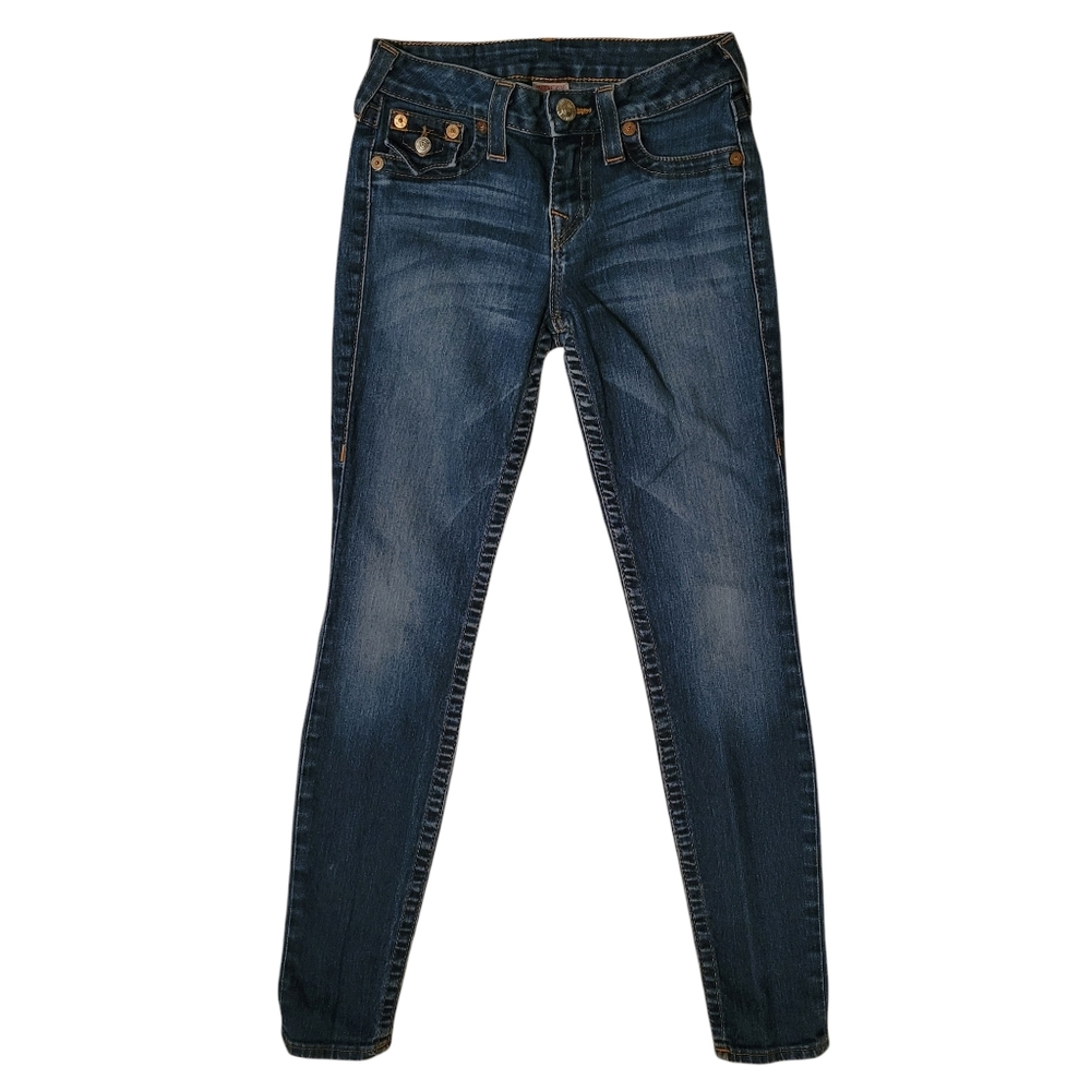 True Religion Womens Skinny Mid Rise Denim Jeans Stretch Med Wash WHZN96Y9 Sz 25